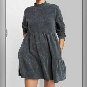 Women's Wild Fable Mock Neck Black Wash Sweater Dress S